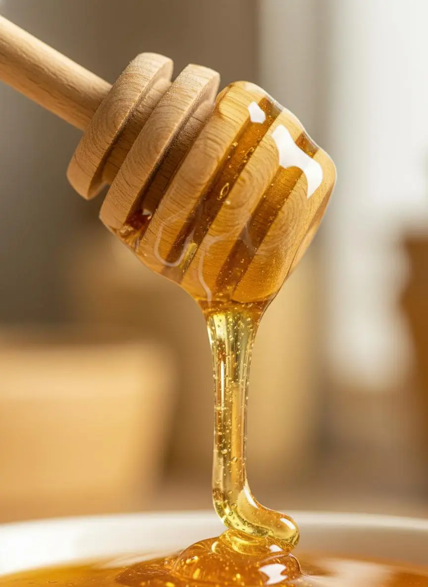 Honey dipper with golden honey